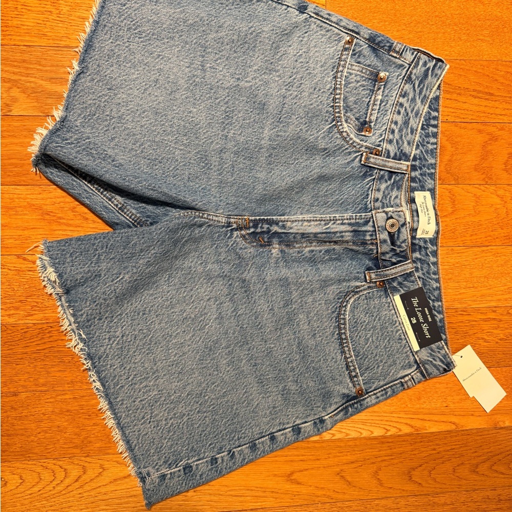 Abercrombie & Fitch Light Blue High-Rise Denim Jean Shorts